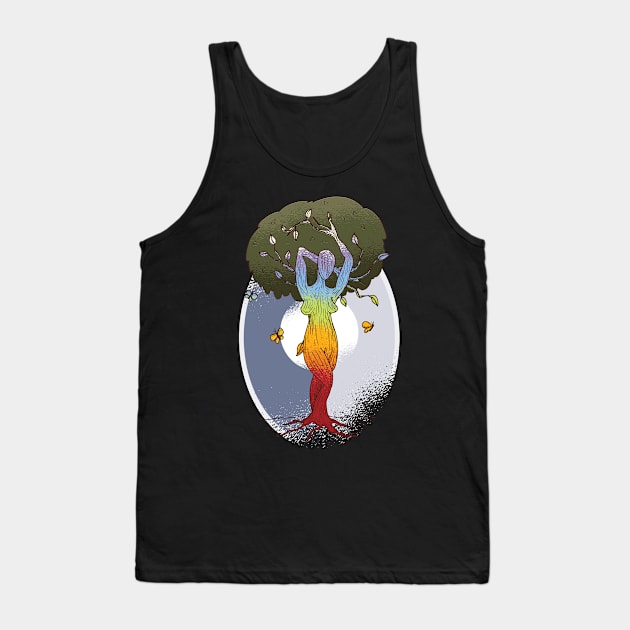 Rainbow Woman and Tree Tank Top by EarlAdrian